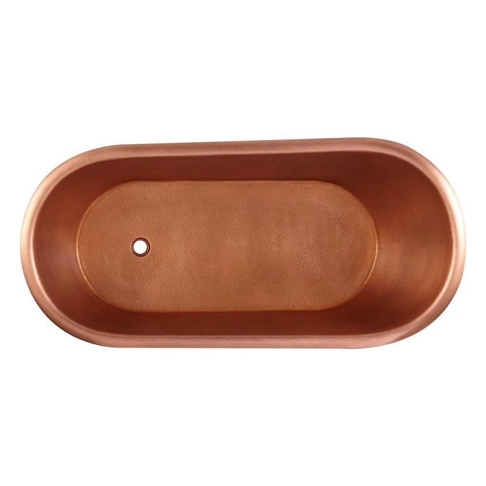 Signature Hardware Antique Copper Patina 59 x 31 in. Freestanding Bathtub End Drain 