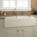 39-1/4 x 18-1/2 in. Fireclay Double Bowl Farmhouse Kitchen Sink in Biscuit