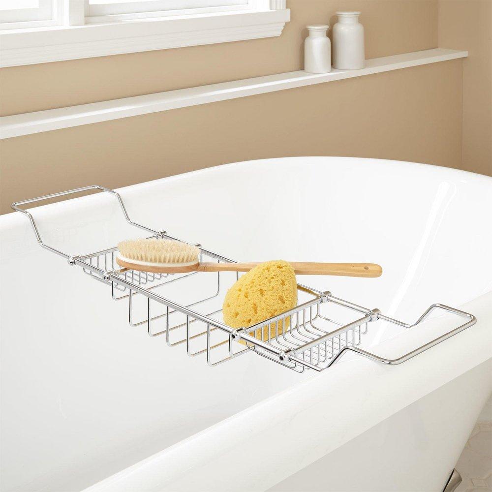 Signature Hardware Polished Nickel Brass Tub Caddy 