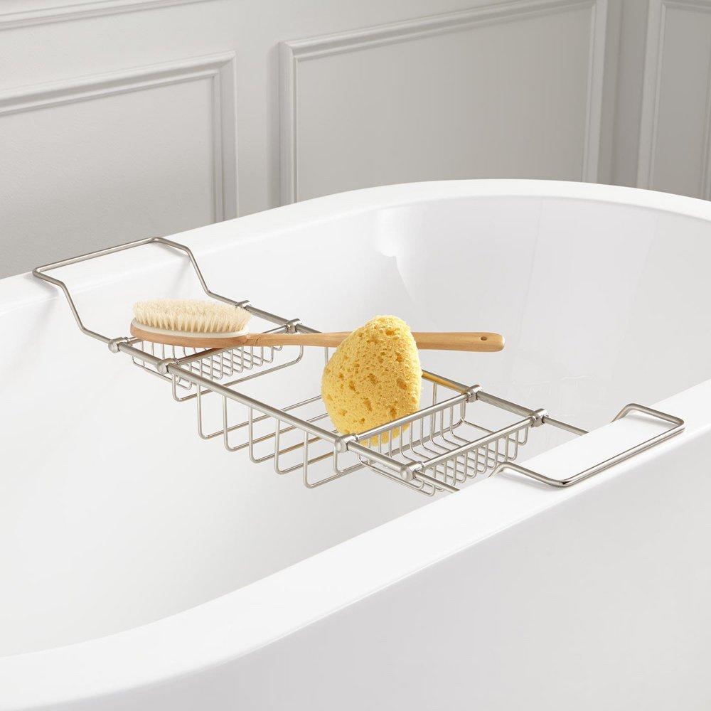 Signature Hardware Brushed Nickel Brass Tub Caddy 