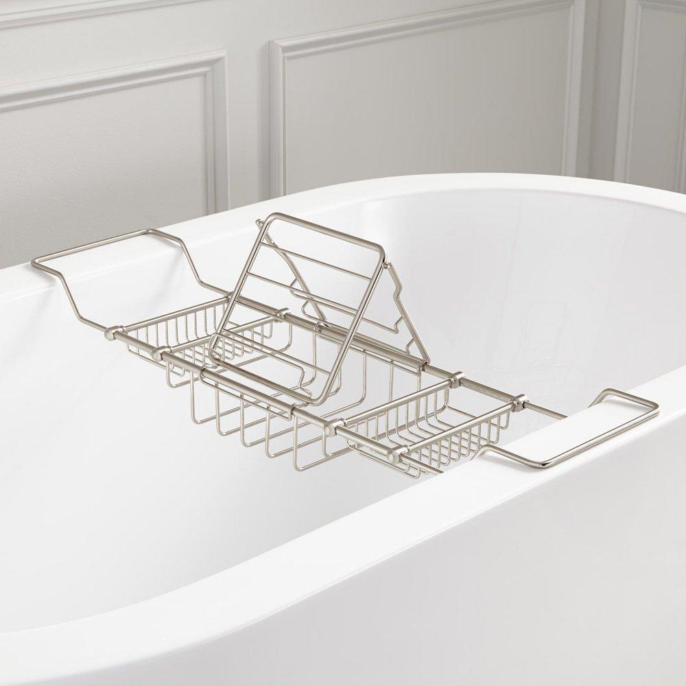 Signature Hardware Brushed Nickel Brass Tub Caddy 