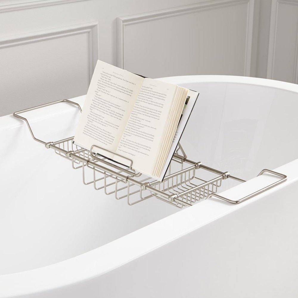 Signature Hardware Brushed Nickel Brass Tub Caddy 