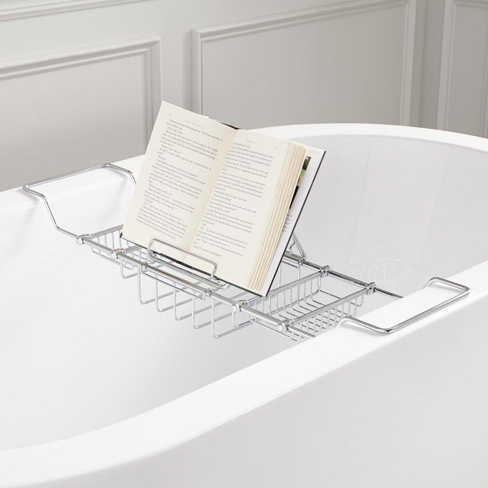 Signature Hardware Chrome Brass Tub Caddy 