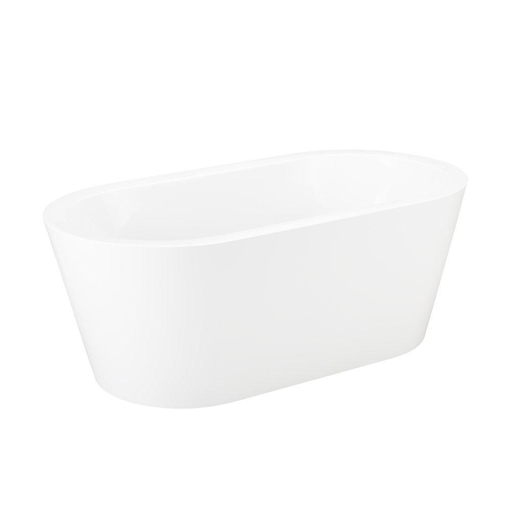 Signature Hardware White 61 x 31-3/8 in. Freestanding Acrylic Soaking Bathtub with Center Drain in White 
