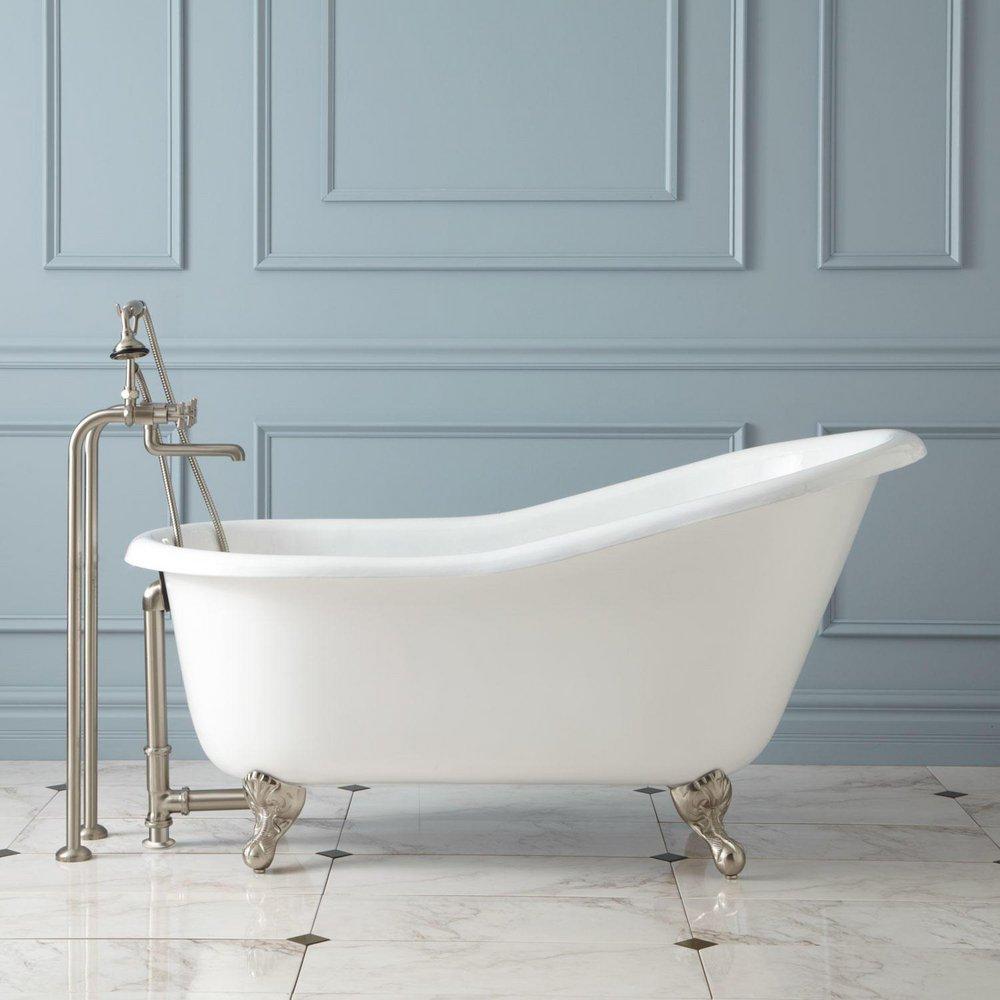 Signature Hardware White 57 x 30 in. Freestanding Bathtub End Drain 