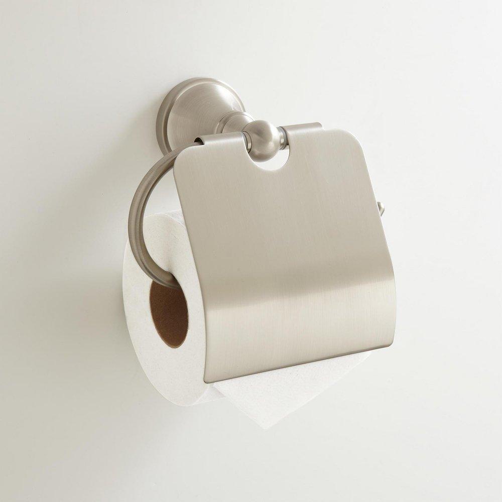 Signature Hardware Brushed Nickel Wall Toilet Tissue Holder 