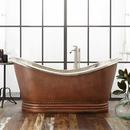 Signature Hardware Antique Copper Patina 66 x 31 in. Freestanding Bathtub Center Drain 