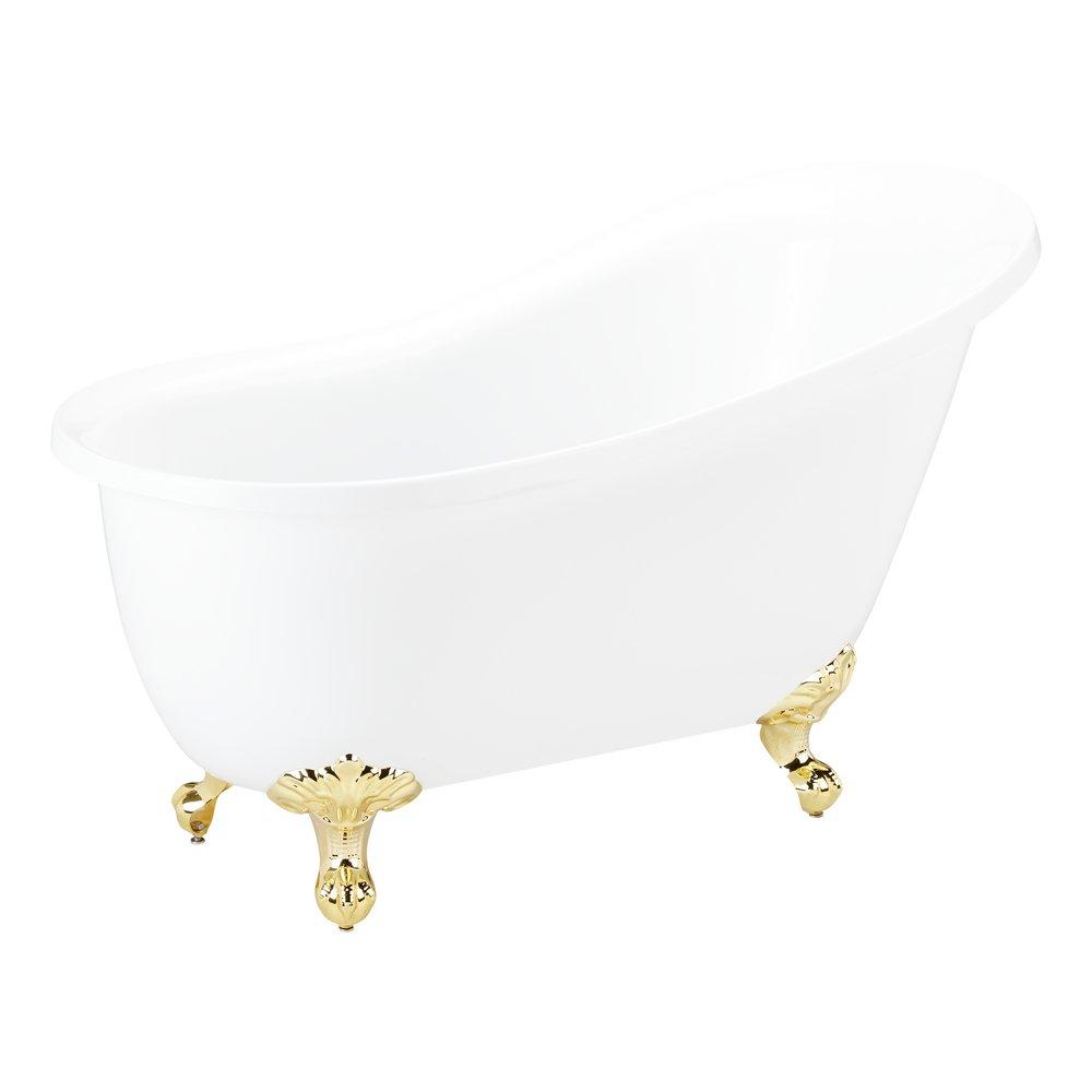 Signature Hardware White 55 x 27 in. Freestanding Bathtub End Drain 