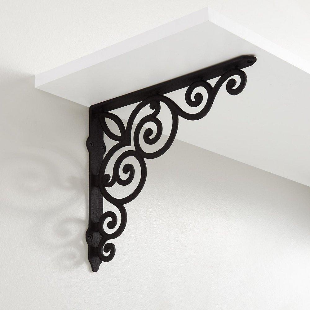 Signature Hardware Black Powder Coat 11-3/4 in. Iron Shelf Bracket 