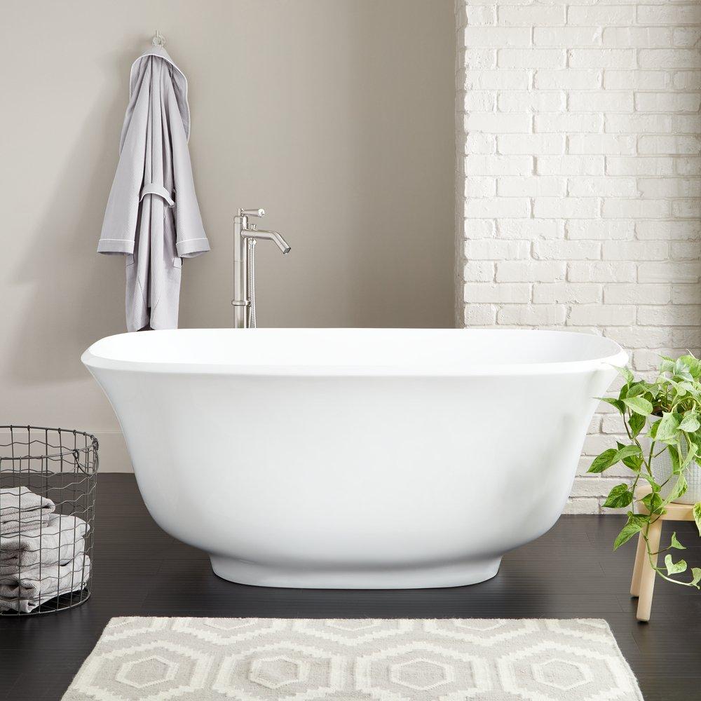Signature Hardware White 67 x 31-1/4 in. Freestanding Bathtub with Center Drain 