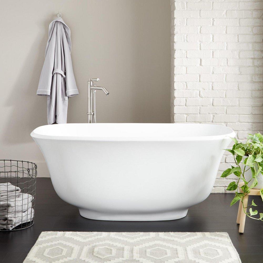 67 x 31-1/4 in. Freestanding Bathtub with Center Drain in White, Signature  Hardware