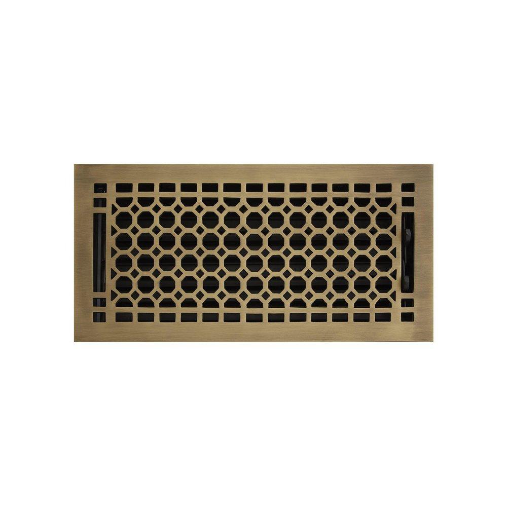 Signature Hardware Antique Brass 14 in. Floor Register in Antique Brass 