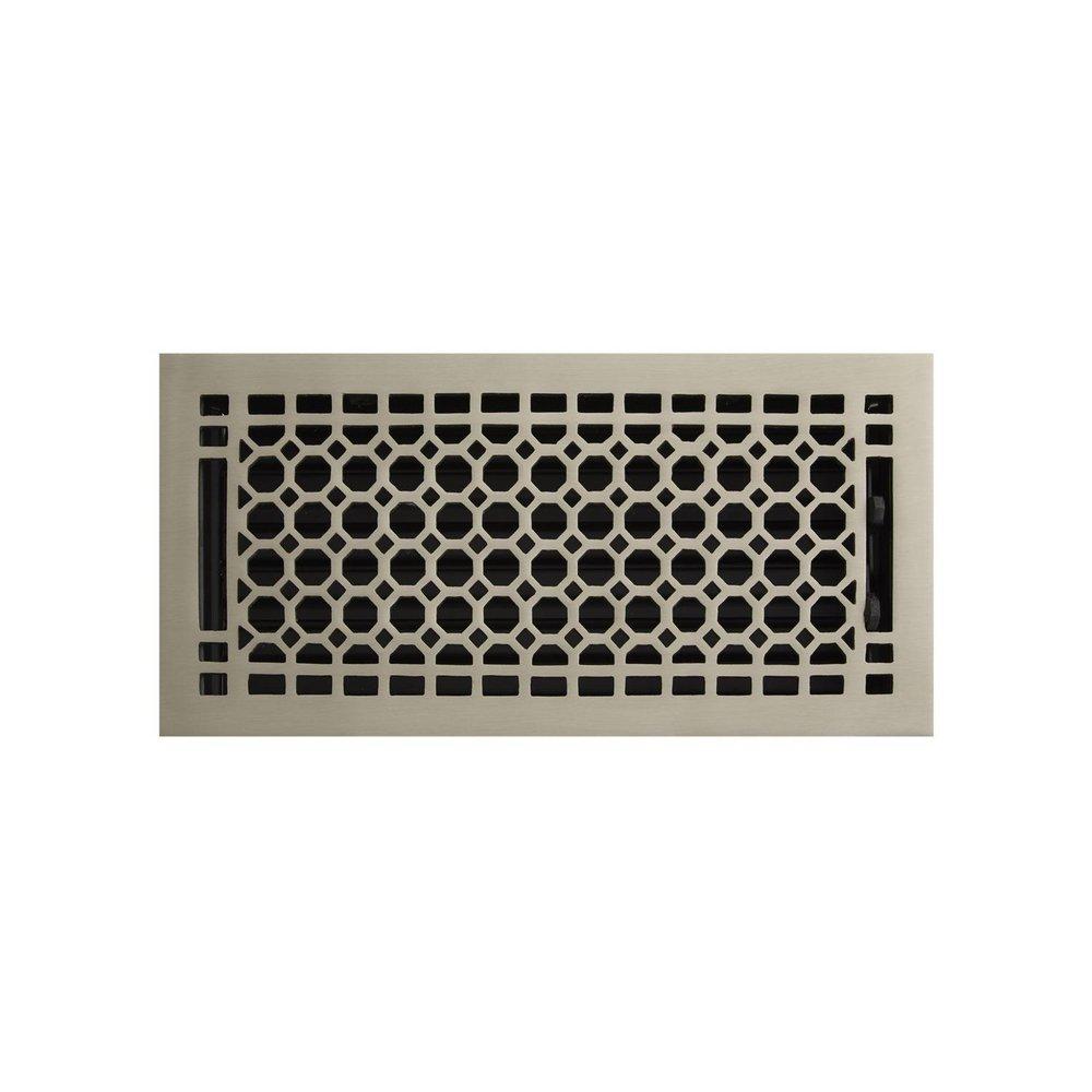 Signature Hardware Brushed Nickel 14 in. Floor Register in Brushed Nickel Brass 
