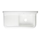Signature Hardware White 42-1/8 x 20-7/8 in. 2 Hole Cast Iron Single Bowl Wall Mount Kitchen Sink 