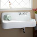 Signature Hardware White 42-1/8 x 20-7/8 in. 2 Hole Cast Iron Single Bowl Wall Mount Kitchen Sink 