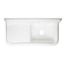 Signature Hardware White 42-1/8 x 20-7/8 in. 2 Hole Cast Iron Single Bowl Wall Mount Kitchen Sink 