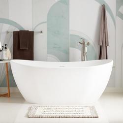 71-1/4 x 33-1/4 in. Soaker Freestanding Bathtub in Matte White with Center Drain and Pop-Up