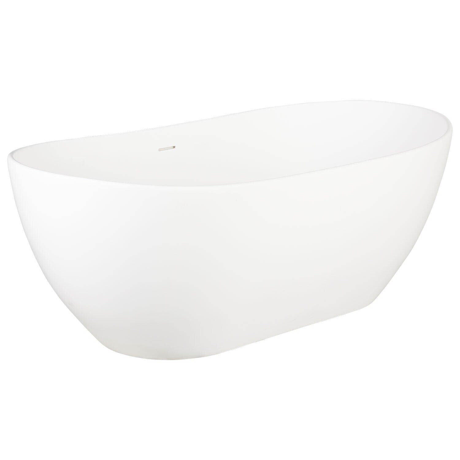 Signature Hardware Matte White 71-1/4 x 33-1/4 in. Air Bath Freestanding Bathtub with Center Drain 