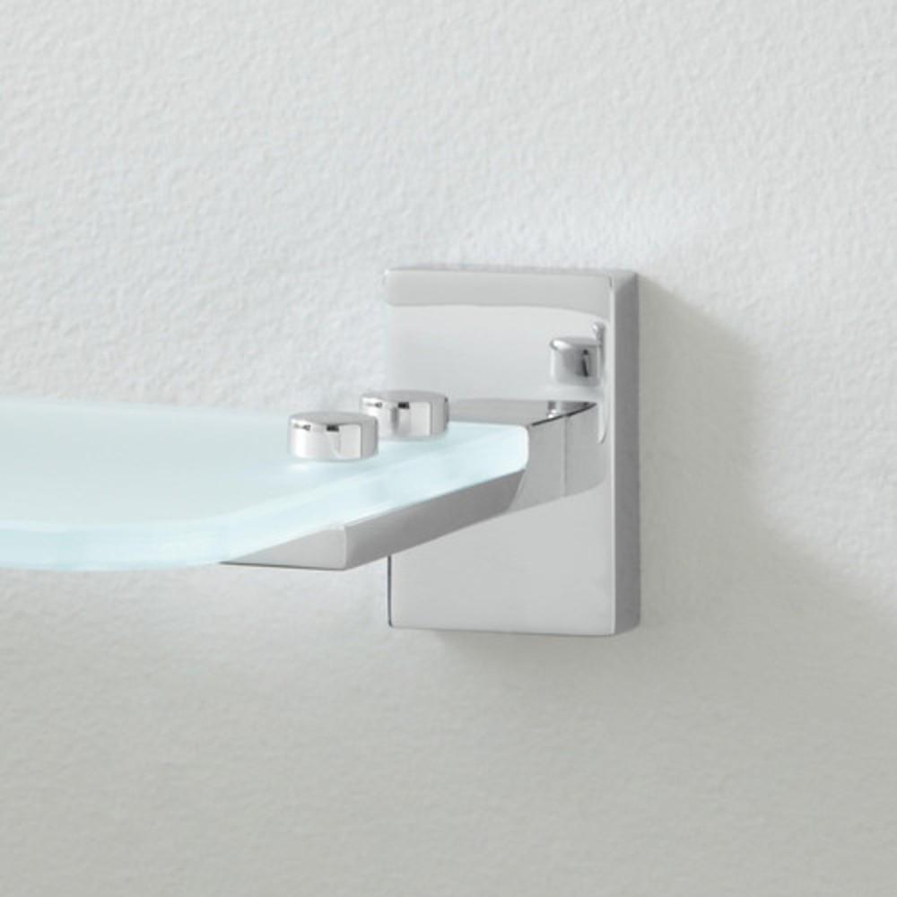 Signature Hardware Polished Chrome Glass and Brass Bathroom Shelf 