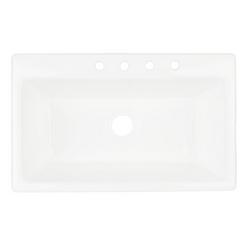 35-3/4 x 21-7/8 in. 3 Hole Cast Iron Single Bowl Drop-in Kitchen Sink in White