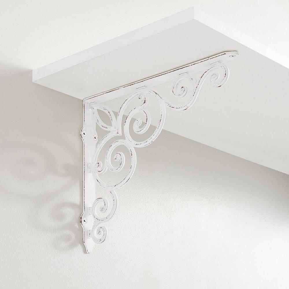 Signature Hardware Distressed White 11-3/4 in. Iron Shelf Bracket 