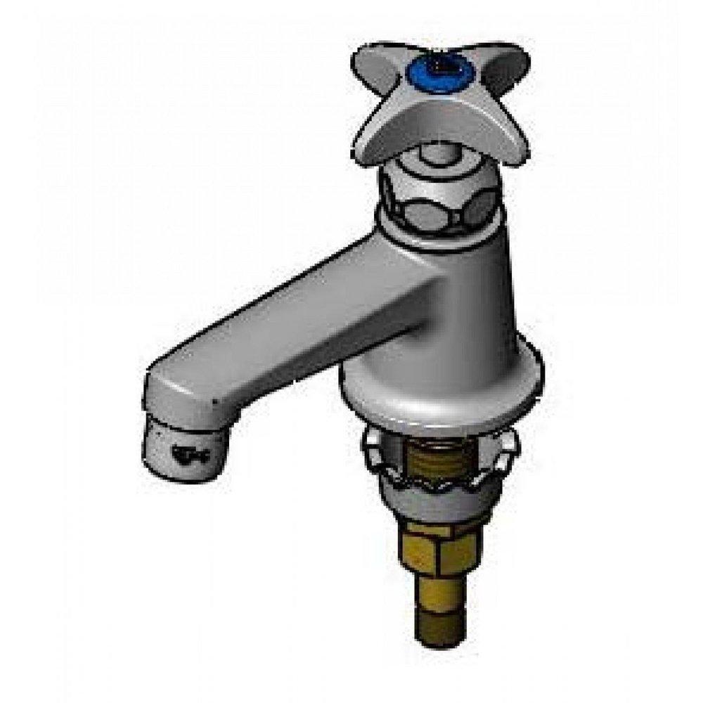 T&S Brass Polished Chrome Single Handle Cross Deck Mount Sill Faucet with Ceramas Cartridge 