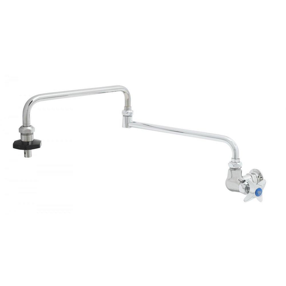 T&S Brass Polished Chrome Single Handle Cross Wall Mount Pot Filler 