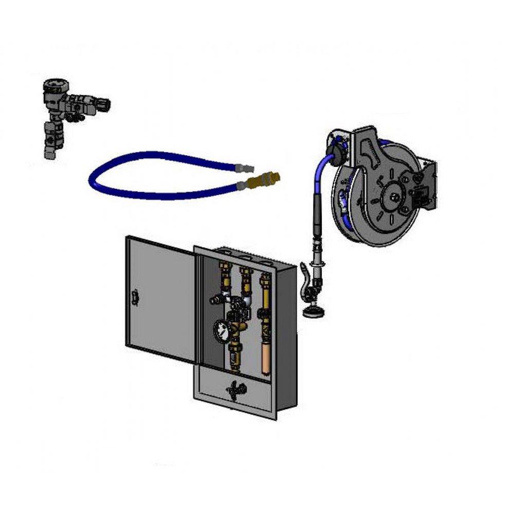 T&S Brass Single Handle Spring Return Hose Reel System Faucet 