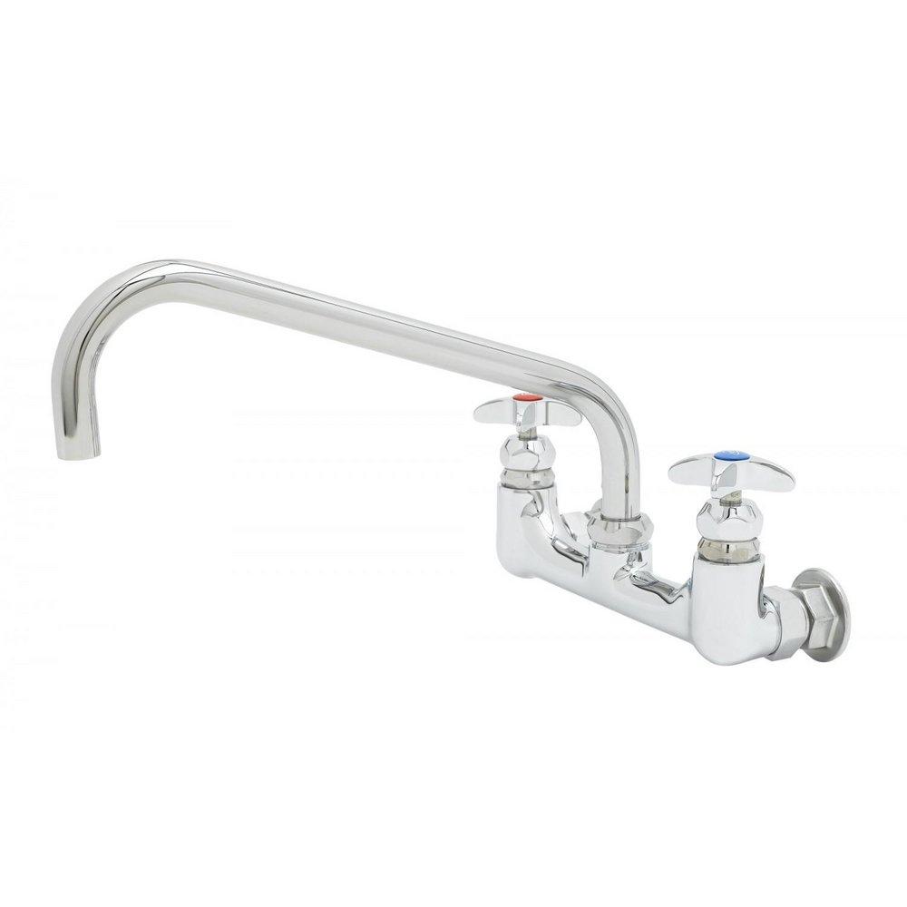Big-Flo Mixing Faucet, 8" Wall Mount, 12" Swing Nozzle, 00LL Inlet Elbows, Check Valves 