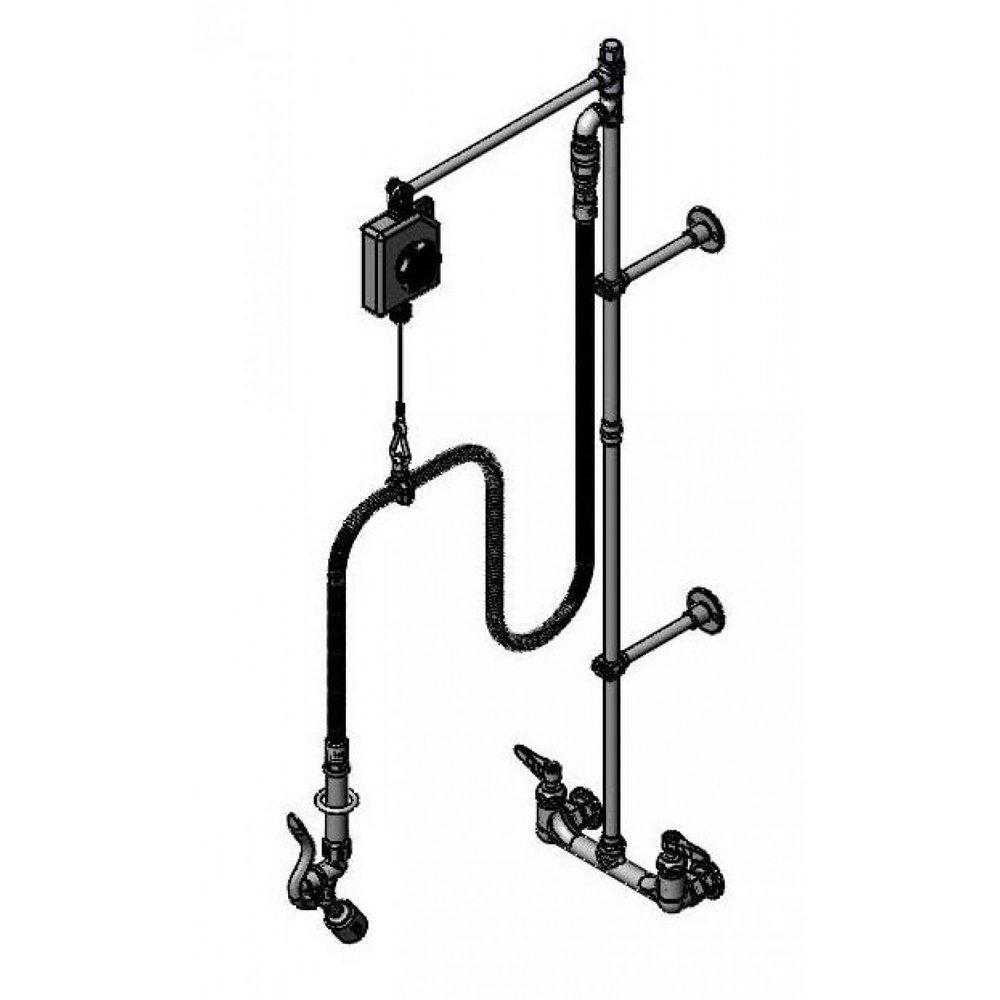 Pre-Rinse: 8" Wall Mount, Balancer Arm, 68" Flex Hose, Angled Low-Flow Spray Valve 