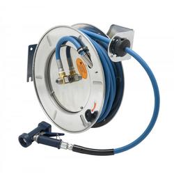 Hose Reel, Open, Stainless Steel, 1/2" x 50' Hose, 5/16" Rear Trigger Water Gun