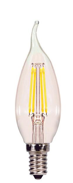 4W CA11 LED Bulb Candelabra E-12 Base 2700 Kelvin 360 Degree Dimmable 120V with Clear Glass