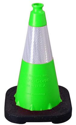 18 in. Lime Cone with Reflective Collar with 3 lb. Black Base