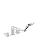 Hansgrohe Polished Chrome 1.8 gpm 4-Hole Deck Mount Widespread Roman Tub Set Trim with Double Lever Handle, Fixed Spout and Handshower 