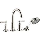 AXOR Polished Nickel 1.8 gpm 4-Hole Deck Mount Roman Tub Set Trim with Double Lever Handle, Fixed Spout and Handshower 