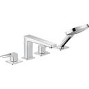 Hansgrohe Polished Chrome 1.75 gpm 4-Hole Deck Mount Widespread Roman Tub Set Trim with Double Lever Handle, Fixed Spout and Handshower 