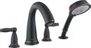 1.8 gpm 4-Hole Deck Mount Roman Tub Set Trim with Double Lever Handle, Fixed Spout and Handshower in Rubbed Bronze