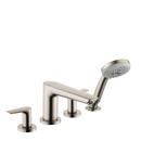 Hansgrohe Brushed Nickel 1.8 gpm 4-Hole Deck Mount Widespread Roman Tub Set Trim with Double Lever Handle, Fixed Spout and Handshower 