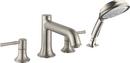 Hansgrohe Brushed Nickel 1.8 gpm 4-Hole Deck Mount Roman Tub Set Trim with Double Lever Handle, Fixed Spout and Handshower