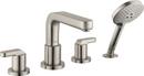 Two Handle Roman Tub Faucet with Handshower in Brushed Nickel (Trim Only)