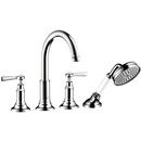 AXOR Chrome 1.8 gpm 4-Hole Deck Mount Roman Tub Set Trim with Double Lever Handle, Fixed Spout and Handshower 