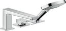 Hansgrohe Chrome 1.75 gpm 3-Hole Deck Mount Widespread Roman Tub Set Trim with Double Lever Handle, Fixed Spout and Handshower 