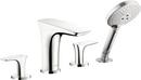Hansgrohe Chrome 1.75 gpm 4-Hole Deck Mount Roman Tub Faucet Trim with Double Lever Handle, Fixed Spout and Handshower