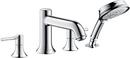 Hansgrohe Chrome 1.8 gpm 4-Hole Deck Mount Roman Tub Set Trim with Double Lever Handle, Fixed Spout and Handshower