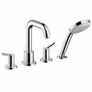 Hansgrohe Polished Chrome 1.8 gpm 4-Hole Deck Mount Widespread Roman Tub Set Trim with Double Lever Handle, Fixed Spout and Handshower