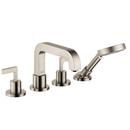AXOR Brushed Nickel 1.75 gpm 4-Hole Deck Mount Roman Tub Set Trim with Double Lever Handle, Fixed Spout and Handshower 