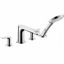 Hansgrohe Polished Chrome 1.75 gpm 4-Hole Deck Mount Roman Tub Set Trim with Double Lever Handle, Fixed Spout and Handshower 