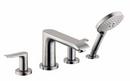 Hansgrohe Brushed Nickel 1.75 gpm 4-Hole Deck Mount Roman Tub Set Trim with Double Lever Handle, Fixed Spout and Handshower 
