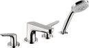 Hansgrohe Chrome 1.8 gpm 4-Hole Deck Mount Roman Tub Set Trim with Double Lever Handle, Fixed Spout and Handshower 