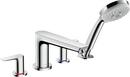 Hansgrohe Chrome 1.8 gpm 4-Hole Deck Mount Widespread Roman Tub Set Trim with Double Lever Handle, Fixed Spout and Handshower